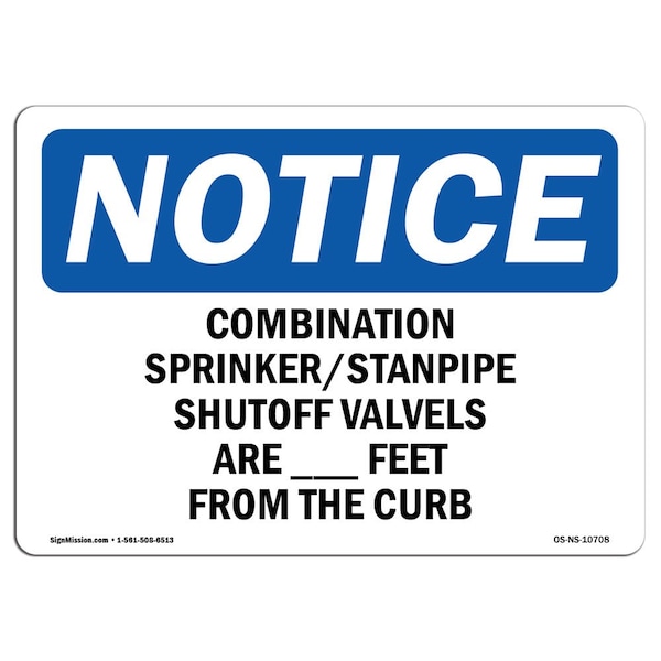 OSHA Notice Sign, 3.5" Height, Combination Sprinkler Standpipe Shutoff Sign, Landscape, 10PK